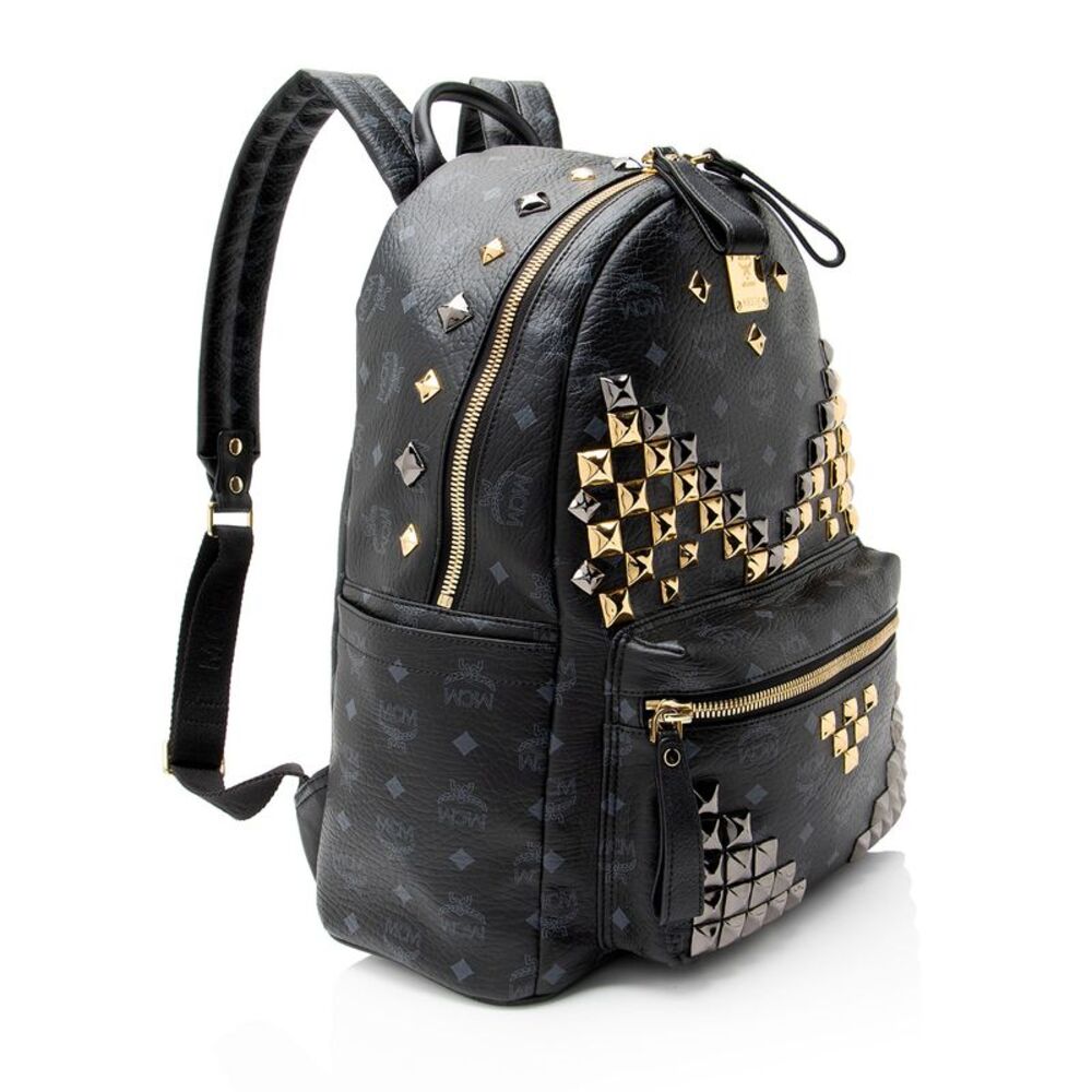 MCM Visetos Studded Stark Medium Backpack - Picture 2 of 12